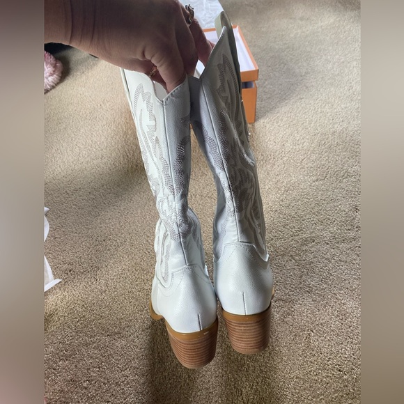 Brand New Bieosnli White Cowboy Cowgirl Boots Size 7 - Picture 7 of 9